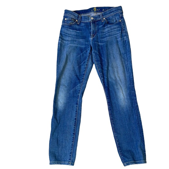 7 for all Mankind the skinny jeans denim 29" waist medium wash mid rise - Picture 2 of 9